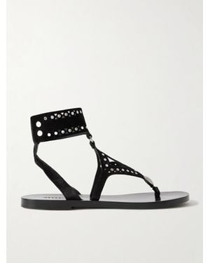 Isabel Marant Edil Sandalen Aus Veloursleder Mit Nieten Und Cut-Outs - Schwarz