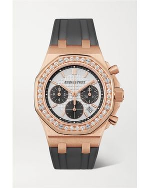 Audemars Piguet Montre En Or Rose 18 Carats Et Diamants À Bracelet En Caoutchouc Royal Oak Offshore Chronographe Automatique 37 Mm - Multicolore