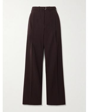 Co. Belted Pleated Wool Wide-Leg Trousers - Brown