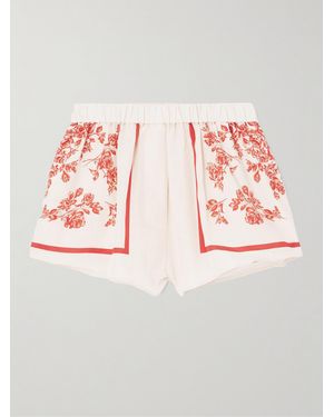 Magda Butrym Floral-Print Silk And Cotton-Blend Voile Shorts - Pink