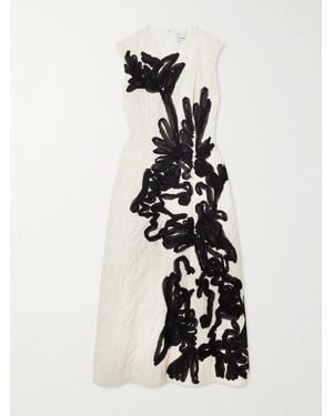 Erdem Midikleid Aus Cloqué Mit Applikation Aus Organza - Weiß