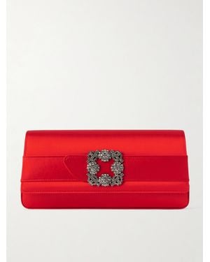 Manolo Blahnik Gothisi Clutch Aus Satin Mit Kristallen - Rot