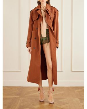 Saint Laurent Lace-Trimmed Silk-Satin Bodysuit - Brown