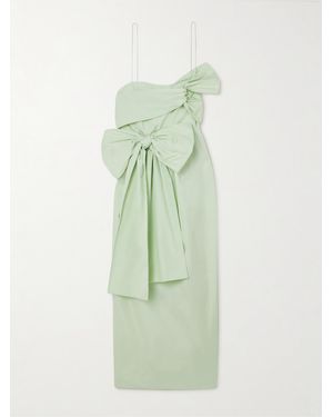 Cecilie Bahnsen Valentina One-Shoulder Bow-Detailed Cotton-Poplin Dress - Green