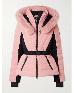 Mackage Elita Hooded Belted Quilted Down Ski Jacket - Pink