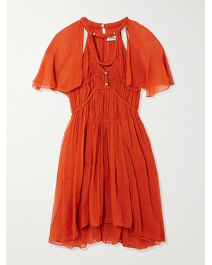 Isabel Marant Randalia Embellished Cutout Printed Silk-Crepon Mini Dress - Orange