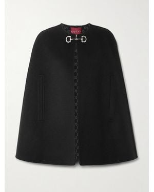Gucci Cape Aus Einer Woll-Seidenmischung Mit Verzierung - Schwarz