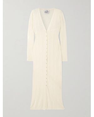 Donde Esteban Guayabera Cardigan Aus Pointelle-Strick - Weiß