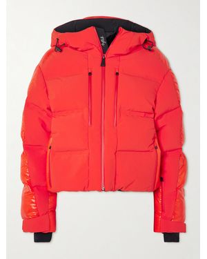 Aztech Mountain Super Nuke Hooded Quilted Paneled Down Ski Jacket - Red