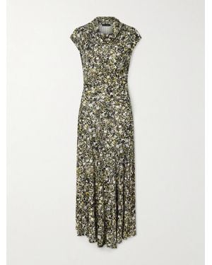 Proenza Schouler Tamara Asymmetrisches Maxikleid Aus Bedrucktem Jersey Mit Falten - Grün