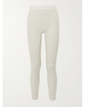 Skims Thermal Ribbed Cotton-Blend Leggings - Natural