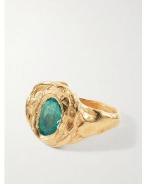 SIMUERO Lago-Plated Sterling And Aquamarine Glass Ring - Metallic