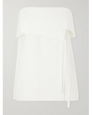 St. Agni Strapless Draped Cotton-Blend Top - White
