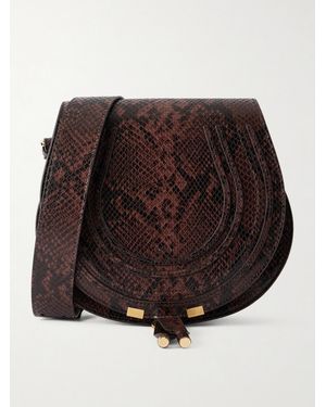 Chloé Marcie Snake-Effect Leather Shoulder Bag - Brown
