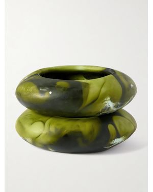 Dinosaur Designs Rock Medium Set Of Two Resin Bangles - Green