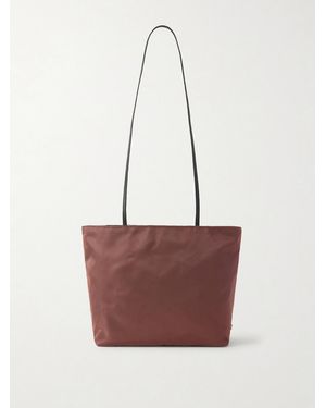 Valesque Spaghetti Leather-Trimmed Nylon-Satin Tote - White