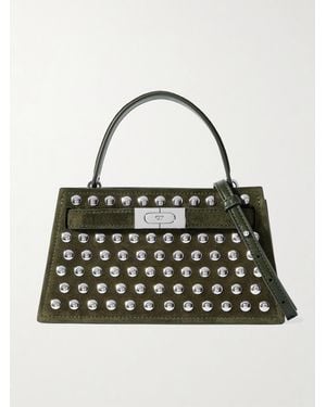 Tory Burch Lee Radziwill Mini Studded Suede Shoulder Bag - Green