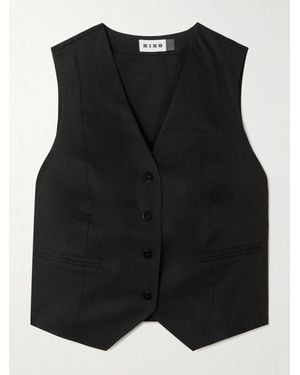 RIXO London Norah Cotton And Linen-Blend Vest - Black