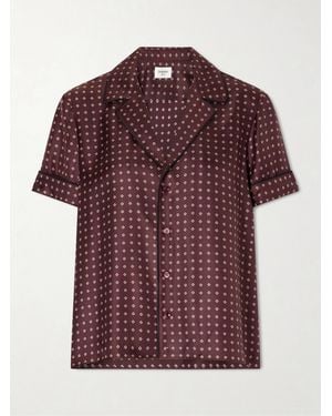 Saint Laurent Printed Silk-Twill Shirt - Red