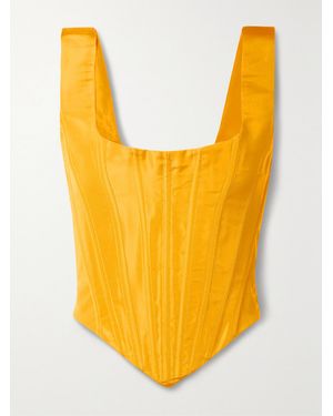 Christopher John Rogers Silk-Faille Bustier Top - Orange