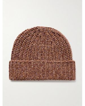 Johnstons of Elgin Ribbed Cashmere Beanie - Brown
