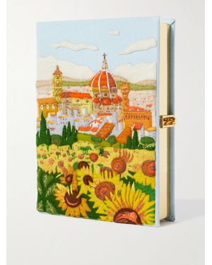 Olympia Le-Tan Firenze Clutch Aus Canvas Mit Stickereien Und Applikationen - Grau