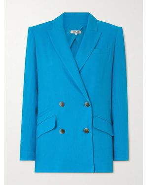 Diane von Furstenberg Madison Double-Breasted Gauze Jacket - Blue