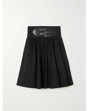 Alaïa Archetypes Belted Leather-Trimmed Cotton-Poplin Skirt - Black