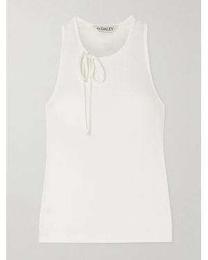 S.S.Daley Cochrane Tie-Detailed Ribbed Lyocell-Blend Jersey Tank - White