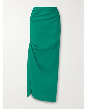 Christopher John Rogers Asymmetric Gathered Woven Maxi Skirt - Green