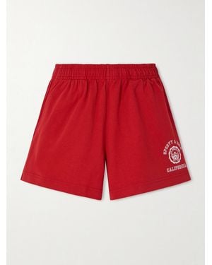 Sporty & Rich California Shorts Aus Baumwoll-Jersey Mit Print - Rot