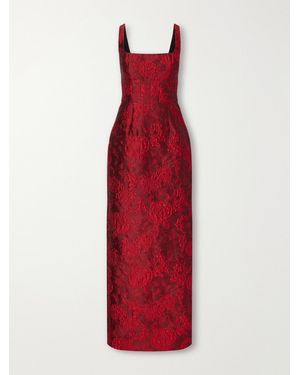 Emilia Wickstead Megara Panelled Darted Floral-Cloqué Gown - Red