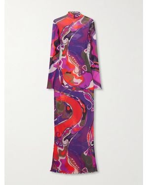 PUCCI Printed Tulle Maxi Dress - White