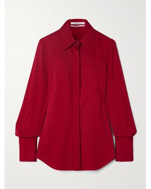 Another Tomorrow Satin-Crepe Shirt - Red