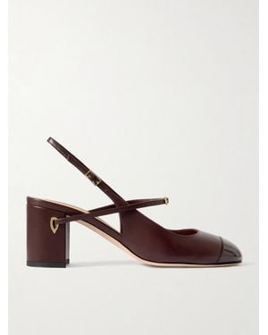 Jennifer Chamandi Mattia Leather Slingback Court Shoes - Brown