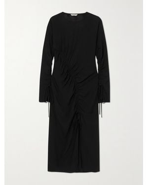 Holzweiler Opinion Ruched Crepe Midi Dress - Schwarz