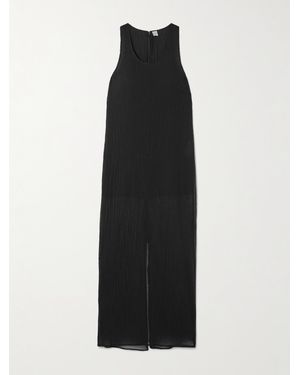 TOTEME Midikleid Aus Krepon Aus Einer Baumwoll-Seidenmischung - Schwarz