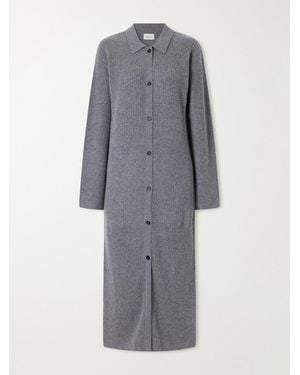 LeKasha Jamua Ribbed Cashmere Maxi Dress - Grey