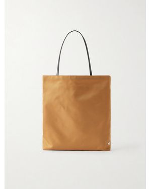 Valesque Thea Leather-Trimmed Satin-Shell Tote - Natural
