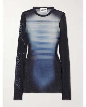 Jean Paul Gaultier Trompe L'Oeil Printed Mesh Top - Blue