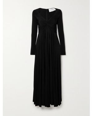 La Ligne Twist-Front Pleated Stretch-Jersey Maxi Dress - Black