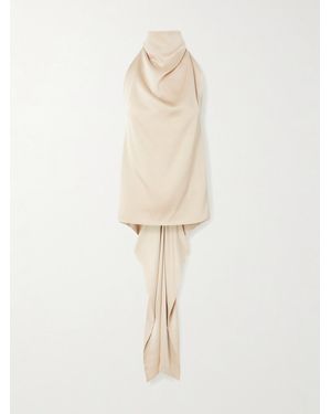 Esse Studios Cartia Tie-Detailed Backless Satin Halterneck Top - Natural