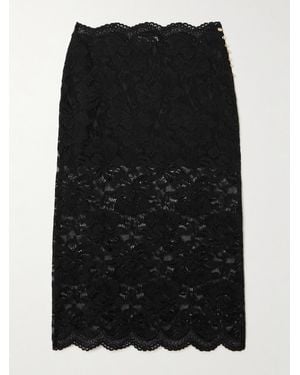 Rabanne Scalloped Lace Midi Skirt - Black