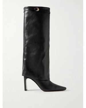 STAUD Wally Buckled Leather Knee Boots - Black