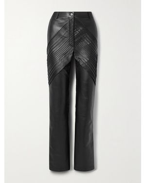 Peter Do Panelled Leather Straight-Leg Trousers - Black