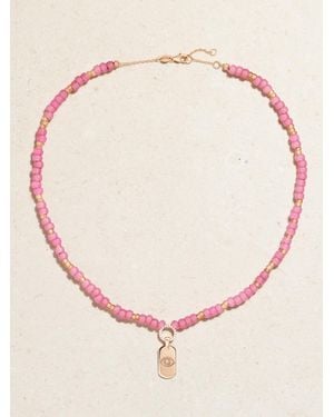Diane Kordas Id 14-Karat Rose, Bead And Diamond Necklace - Metallic