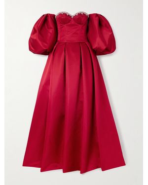 Sabina Bilenko Off-The-Shoulder Crystal-Embellished Mikado Gown - Red