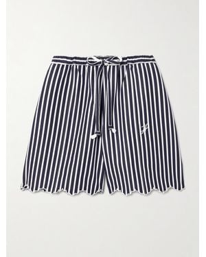 Patou Shorts Aus Gestreifter Baumwollpopeline Mit Stickerei - Schwarz