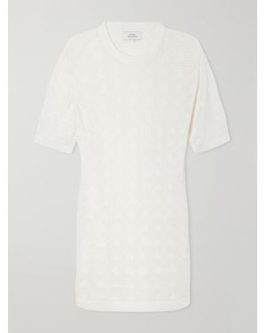 Loulou de Saison Armas Pointelle-Knit Mini Dress - White