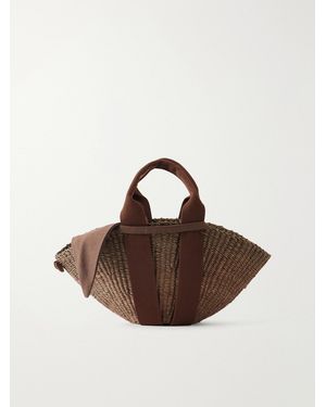 Muuñ Sophie Cotton-Trimmed Raffia Mini Tote - Brown